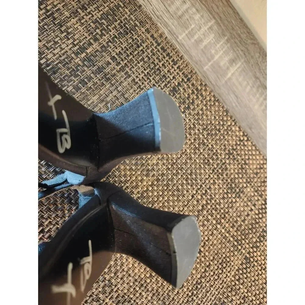 Stuart Weitzman Norma II Black Crepe Pump Heels Singback Peep Toe - Picture 9 of 10